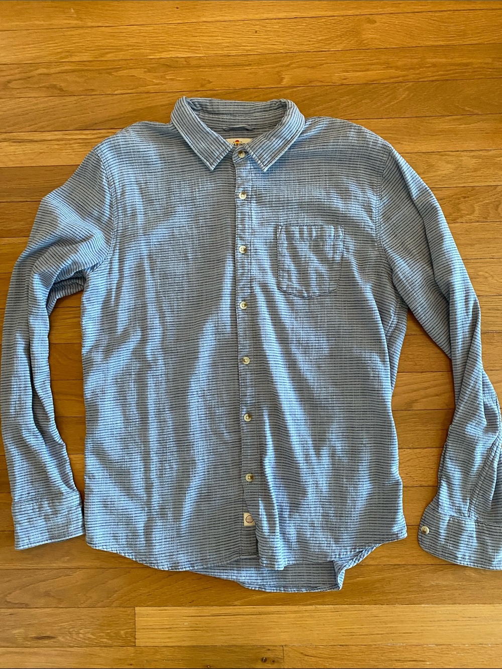 Marine Layer Light Blue Striped Long-Sleeve Button-Down Shirt